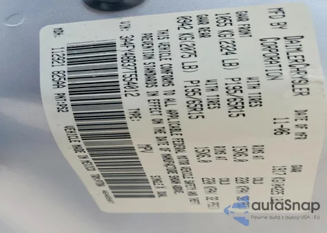 2007 Chrysler Pt Cruiser z USA, uszkodzony, nr VIN 3A4FY48B37T554012